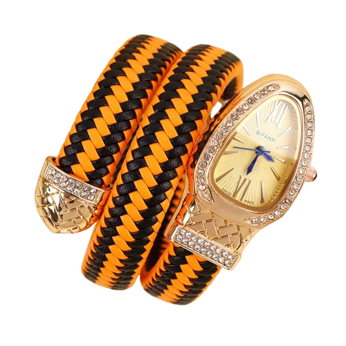 WristNexo Women’s Snake-Shaped Quartz Watch – Crystal Accent Design